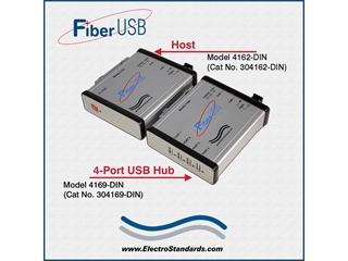 LC Fiber-to-USB Converter/Extender, 4-Port Hub Model 4169, Catalog 304169