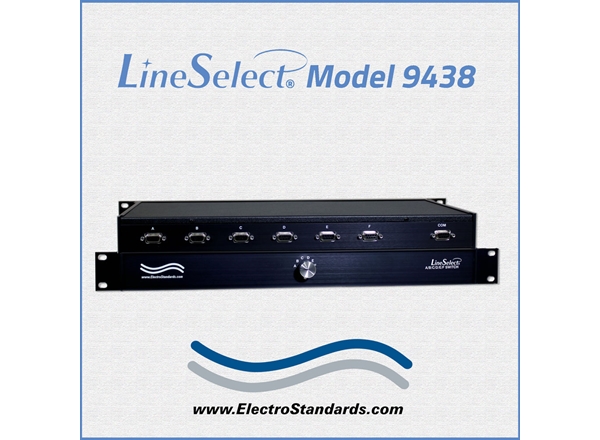 DB9 Manual Network Switch, Rotary Switch LineSelect® Model 9438 DB9 A/B/C/D/E/F Switch, Manual Rackmount