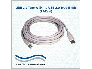 USB 2.0 Type A to Type B Cable Assembly, 15ft, Cat# 507368 
