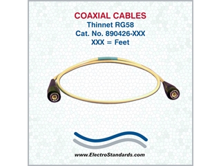 890426 Thinnet RG58 Coaxial Cables, 50 Ohm,  Custom Length, M/M 