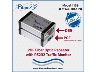 ** Most Popular ** Model 4139, Cat#304139 POF Plastic Optical Fiber to RS232 Converter Links Controllers to Kiosks, Terminals, Devices