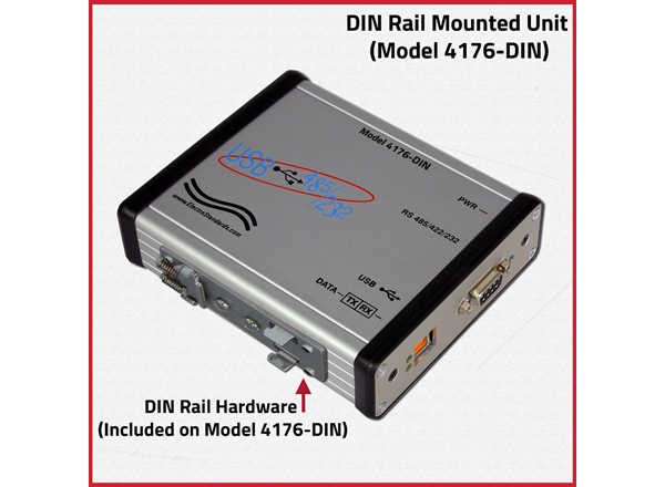 Model 4176-DIN High Speed Ruggedized USB to RS485/422/232 Interface Converter, DIN Rail Configuration