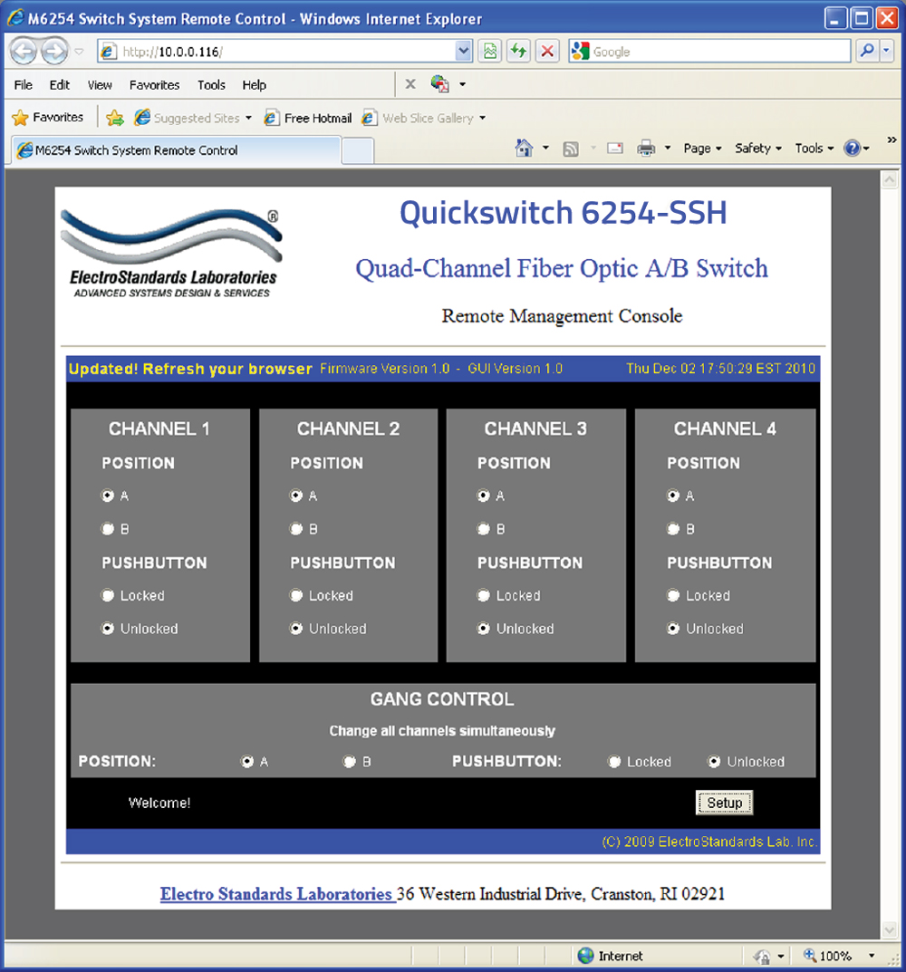 QuickSwitch 6254 Main GUI