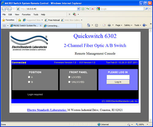 QuickSwitch 6302 GUI Logging into the GUI